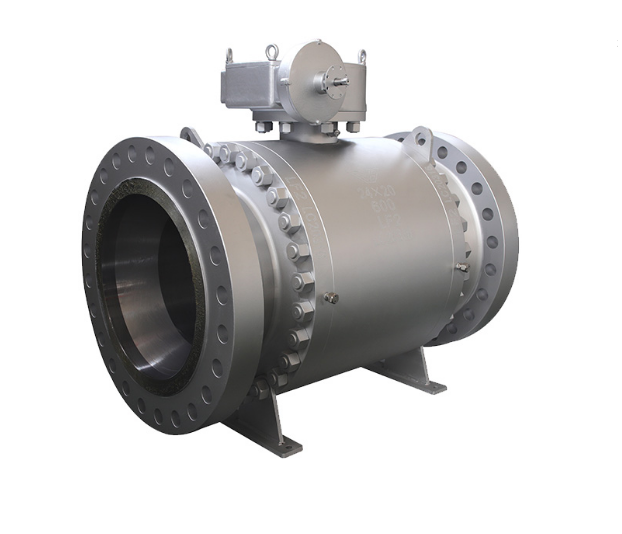 NPS 12 Ball Valve, Long Pattern, 600 LB, RF, ASME B16.10, ASTM A216 Gr WPB, Gear Operator